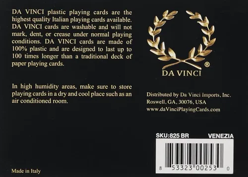 Vista 3 de DA VINCI Venezia, naipes italianos 100% de plástico, juego de 2 cubiertas, índice regular de tamaño de puente