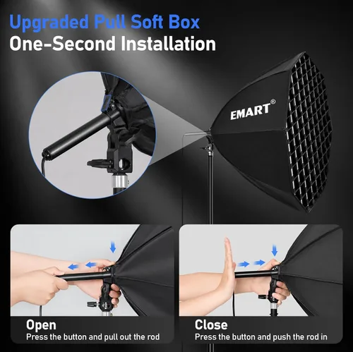 Vista 6 de EMART Softbox Lighting Kit with Grid, 135W 25.5" Soft Box for Photography