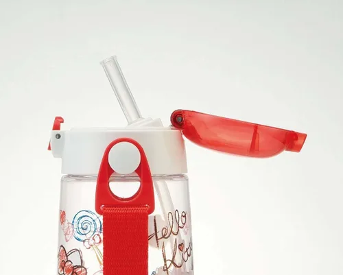 Vista 5 de Skater PDSH5 Sanrio Hello Kitty - Botella de agua para niños con popote, botella transparente, 16.2 fl oz (16.2 fl oz), silicona, niñas