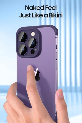 Vista 3 de LEKEVO Funda sin marco para iPhone 15 Pro Max con protector de lente de cámara, funda delgada de TPU suave a prueba de golpes, carcasa minimalista