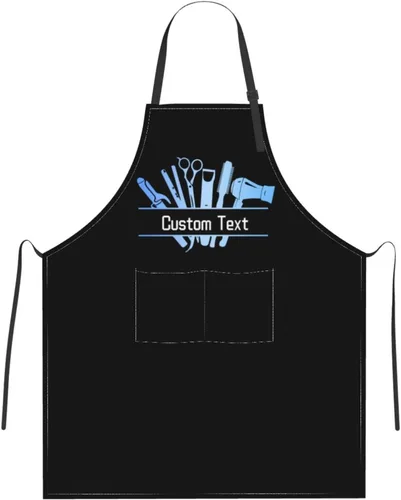 Vista 19 de Delantal de peluquería personalizado para hombres y mujeres, delantal de peluquería con texto personalizado con bolsillos, delantal ajustable
