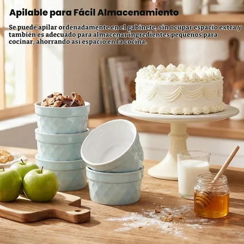 Vista 4 de Ramequines de 8 oz (6 PS, azul) adecuados para usar en el horno