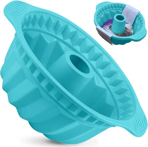 Vista 10 de Kenond Molde estriado de silicona de 9.5 pulgadas, antiadherente, con mango Azul
