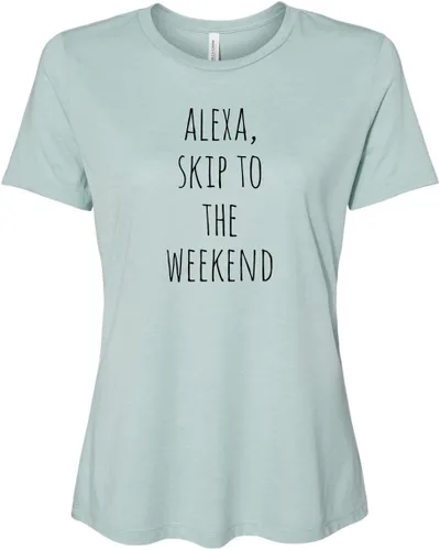 Vista 7 de Cute Women's Screen Printed Crew Neck Tee, Shirts With Sayings, Dusty Blue or Olive