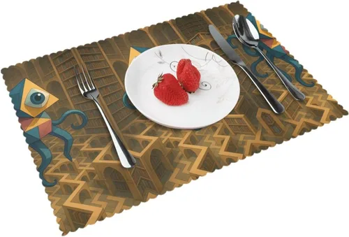Vista 11 de Rectangular Placemats Set of 4, Heat Resistant Flower Doodles Printed Kitchen Dining Table Mats