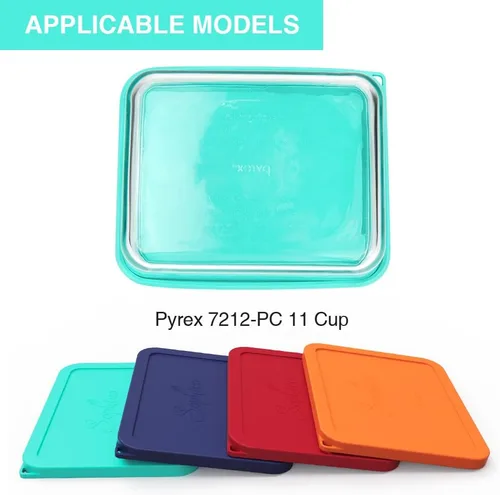 Vista 2 de SOPHICO 7212-PC - Tapas rectangulares de silicona para vidrio Pyrex (11 tazas) Silicona de grado alimenticio, a prueba de fugas, tapas herméticas