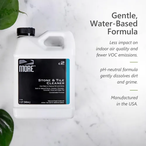 Vista 6 de Más Stone & Tile Streak Free Cleaner Potente, fórmula a base de agua para piedra natural, limpiador diario, sin enjuague [cuarto de galón / 32 oz.]