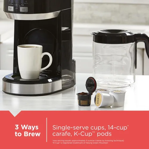 Vista 4 de BLACK+DECKER Cafetera de una sola porción y jarra Prepara tazas individuales o jarras con filtros reutilizables, plato para mantener caliente