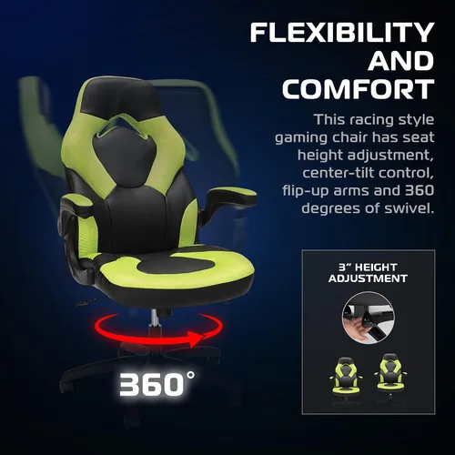 Vista 4 de RESPAWN 3085 Silla de juegos, silla ergonómica de oficina, reposacabezas Verde