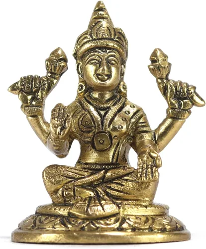 Vista 12 de ASHIRWAD Escultura de estatua de ídolo de latón para Diwali Pooja, templo, decoración del hogar, Vastu Laxmi Devi Maa AE000006-18 (Laxmi-18)