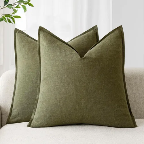 Vista 45 de Foindtower Juego de 2, Fundas Decorativas de Almohada de Lino Sólido Suaves Fundas de Cojín Europeo de Acento Estilo Granja Neutral para Silla Sofá