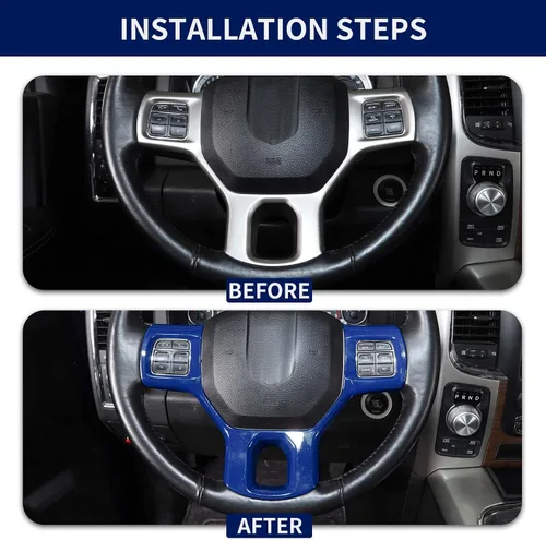 Vista 2 de Hoolcar Funda interior para volante de ABS compatible con accesorios Dodge RAM 2010-2017, color azul
