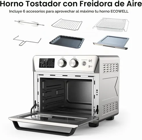 Vista 7 de ECOWELL Freidora de aire de 26.4 cuartos de galón, freidora de pollo 15 en 1, freír al aire, asar, hornear, deshidratar, asar, recalentar