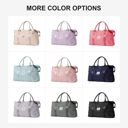 Vista 9 de Pequeña bolsa de gimnasio negra para mujer, elegante bolsa de viaje para avión, bolsa de lona ligera para mujeres y hombres, bolsa