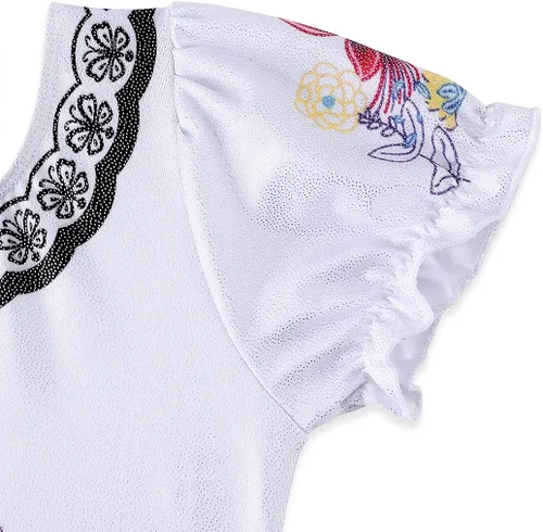 Vista 4 de EQSJIU Ballet Leotard with Tutu Skirt for Girls Dance Gymnastics Toddlers Sparkly Snowflake Party Dress Outfit Kids