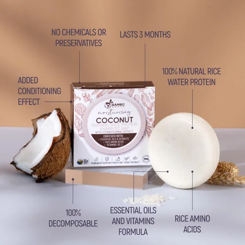 Vista 2 de Barra de champú de agua de proteína de arroz sólido con jabón para el cabello con efecto acondicionador - Barras de champú para cabello con todos