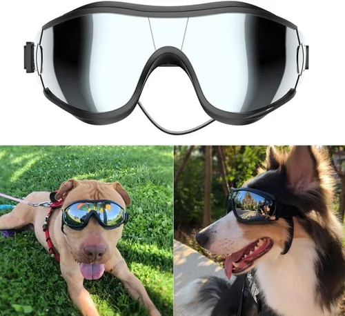 Vista 10 de Gafas de sol para perros, protección contra rayos UV, viento, polvo, niebla, gafas para mascotas, protección contra los ojos con correa ajustable