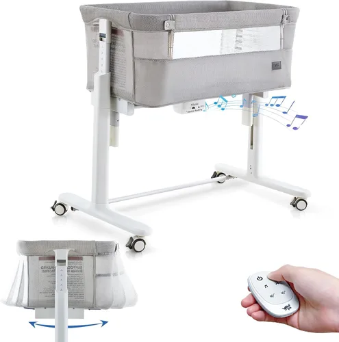 Vista 9 de VaVaSoo Moisés mecedor para bebé, moisés eléctrico automático junto a la cama, durmiente junto a la cama para bebé de 5 alturas ajustables