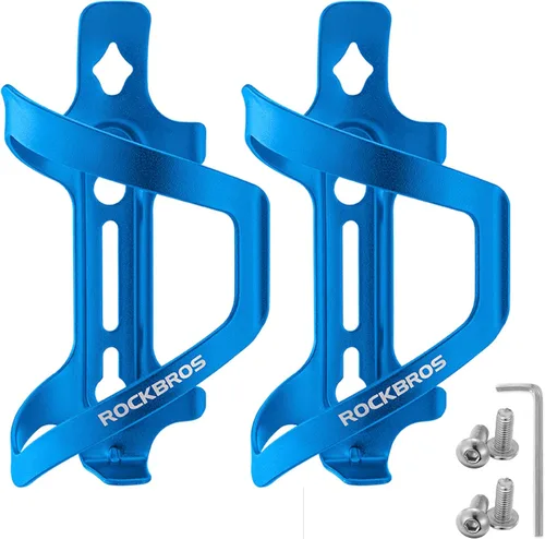 Vista 11 de ROCKBROS Soporte para botella de agua para bicicleta, soporte de jaula de botella de agua de aluminio para bicicleta, soporte para tazas de Negro