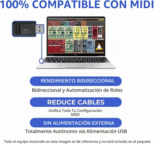 Vista 4 de CME WIDI Bud Pro - Interfaz MIDI Bluetooth para iOS, macOS, Windows, Android, ChromeOS, Linux - Conecta, empareja y reproduce - Sin controladores