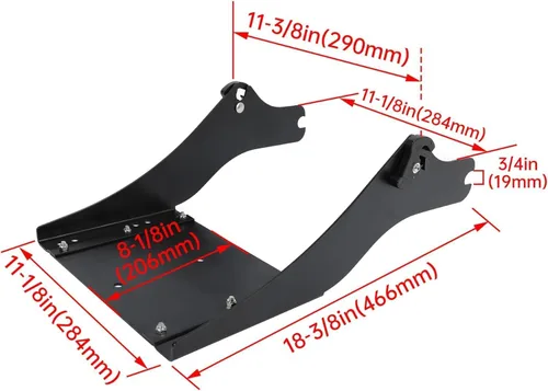 Vista 3 de ECOTRIC King - Soporte para maletero de equipaje compatible con Harley Touring FL 1997-2008 Mount King Latches Razor Chop Trunk Mount - Negro
