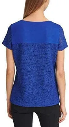 Vista 3 de Calvin Klein Camiseta de manga corta de malla superpuesta de doble capa para mujer