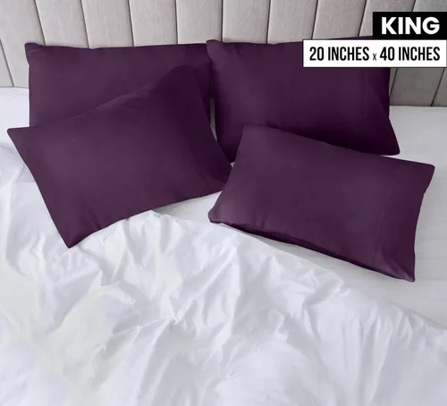 Vista 2 de Utopia Bedding - Paquete de 4 fundas de almohada con cierre de sobre, tela de microfibra cepillada suave, resistentes al encogimiento y a la Morado