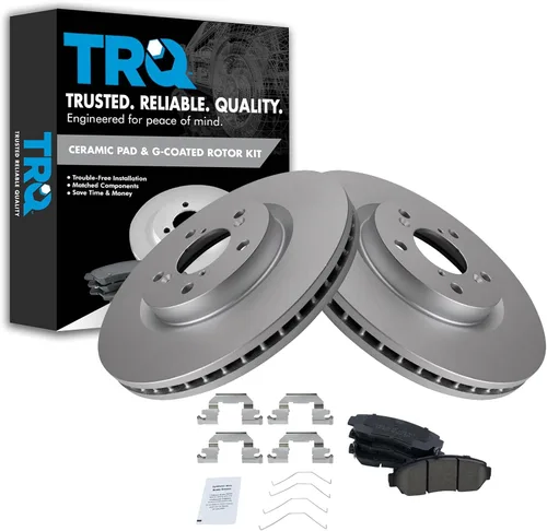 Vista 106 de TRQ Juego de pastillas de freno delantero y rotores con revestimiento de cerámica compatible con Jeep Compass Patriot 2017