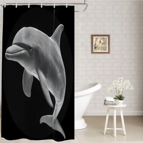 Vista 16 de Batmerry Maritime Nautical Hookless Shower Curtain with Snap in Liner Set, Anchors Ship Wheel Bath Curtain Magnetic Hem Quick-Drying Waterproof