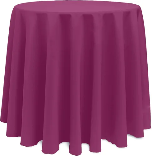 Vista 25 de ULTIMATE TEXTILE Mantel redondo de lino de poliéster de 120 pulgadas, color rosa neón