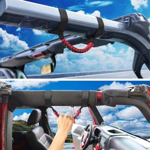 Vista 7 de Barra antivuelco de cuerda de paracaídas de alta resistencia compatible con Jeep Wrangler YJ TJ JK JKU JL JLU Sports Sahara Freedom Rubicon X