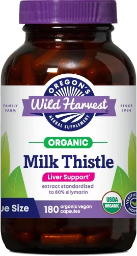 Vista 6 de Oregon's Wild Harvest, Cápsulas de cardo mariano orgánico certificadas, 80% silimarina, 1500 mg, 90