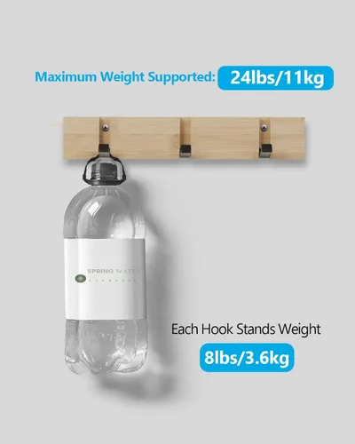 Vista 7 de JSVER Perchero de pared para colgar abrigos, ganchos para colgar en la pared con 3 ganchos retráctiles estándar, perchero que ahorra espacio