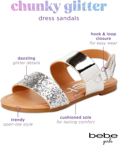 Vista 2 de bebe Sandalias para Niñas - Sandalias para Niñas Grandes y Niñas Pequenas con Correas de Cuero Duradero y Lentejuelas, Zapatos de Vestir de Verano