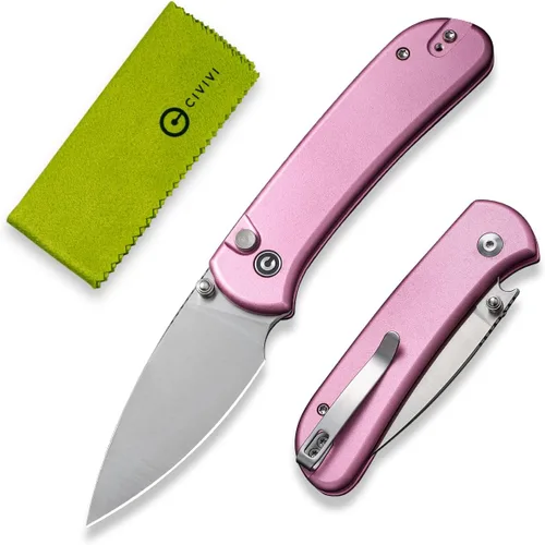 Vista 9 de CIVIVI Cuchillo Plegable de Bolsillo - Cuchillo con Bloqueo de Botón con Abridor de Pulgar para EDC, Hoja 14C28N de 2.98", Mango de Aluminio, Negro