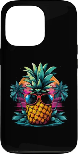 Vista 10 de iPhone 16 Vintage Pineapple With Sunglasses 70s 80s Vaporwave Hawaiian Case