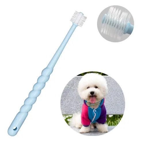 Vista 2 de VTurboWay Cepillo de dientes para mascotas de 360 grados para cachorros, perros pequeños y gatos, los colores pueden variar
