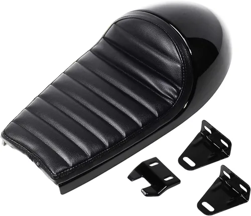 Vista 6 de 0391 Asiento de joroba para motocicleta Cafe Racer, todo en negro (acabado negro brillante, se requiere modificación del subchasis)