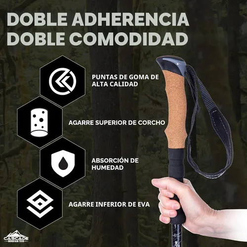 Vista 5 de Cascade Mountain Tech Bastones de senderismo de aluminio ligeros de grado aeronáutico con agarre extendido y kit de punta