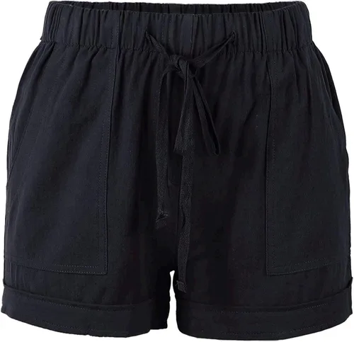 Vista 4 de Dokotoo - Pantalones cortos de estilo casual y cómodos para mujer con cordón ajustable, cintura elástica y bolsillos