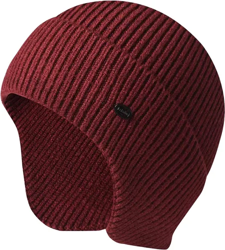 Vista 6 de Gorros de invierno para hombre, para exteriores, elásticos, de punto, con orejeras, resistentes al viento