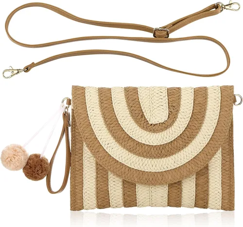 Vista 9 de Frienda Bolso bandolera de paja para mujer