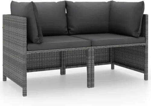 Vista 12 de Sofá de patio de 3 plazas con cojines, cómodo sofá, sofá al aire libre, sofá de patio, muebles de exterior, para patio, porche, césped, jardín o Gris