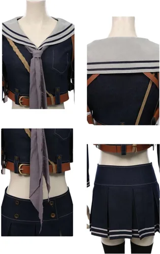 Vista 4 de Disfraz de muñeca para mujer, vestido de uniforme escolar para Halloween, trajes de cosplay con calcetines