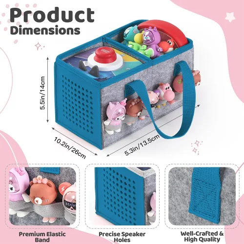 Vista 7 de Estuche de transporte Pisosn para juego de iniciación Toniebox y figuras Tonies, bolsa plegable de tela de fieltro para juguetes musicales de viaje