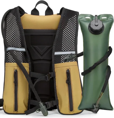 Vista 6 de Mochila de hidratación para correr, chaleco ligero con bolsa de mochila de agua de 3 litros, sin BPA para senderismo, maratón, ciclismo