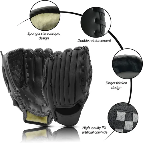 Vista 4 de Guante de béisbol, guante de béisbol y sóftbol, diseño ergonómico, guante cómodo y duradero para niños, jóvenes, adultos, entrenamiento