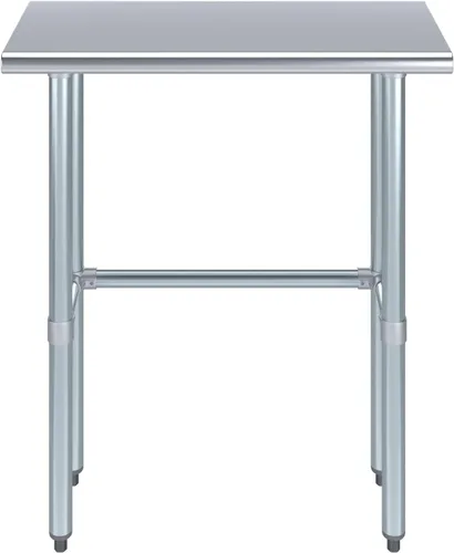 Vista 3 de Mesa de Trabajo de Acero Inoxidable con Base Abierta de 24" x 14" – Mesa Comercial Compacta Certificada NSF con Patas Galvanizadas para Cocinas
