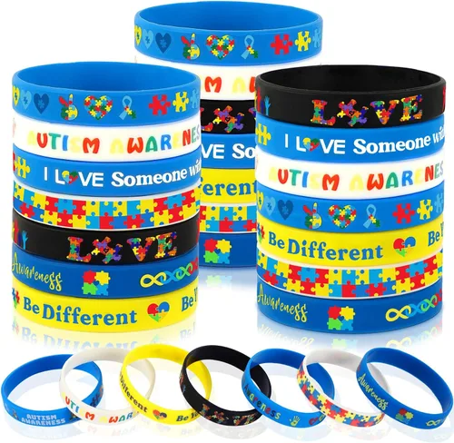 Vista 28 de JUNEBRUSHS 42 piezas de accesorios de concientización sobre el cáncer de mama, pulseras de silicona Esperanza Fe Fuerza Coraje, pulseras accesorios