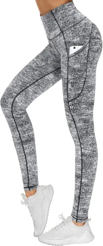 Vista 2 de The Gym People Pantalones deportivos gruesos de tiro alto, con bolsillos y control de abdomen, leggings para entrenar, correr, hacer yoga, para mujer